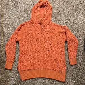 Zenana Premium Cozy Orange Textured Popcorn Hoodie small EUC